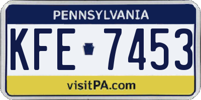 PA license plate KFE7453