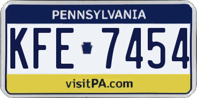 PA license plate KFE7454