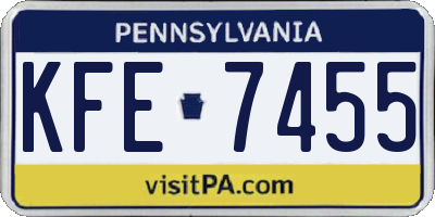 PA license plate KFE7455