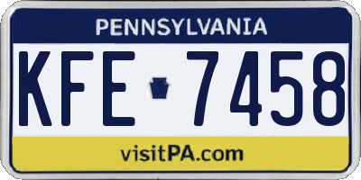 PA license plate KFE7458