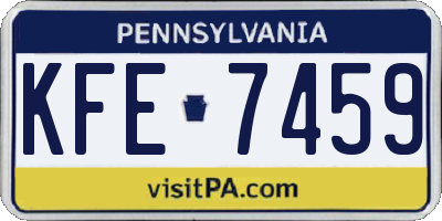 PA license plate KFE7459