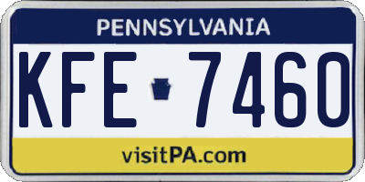 PA license plate KFE7460