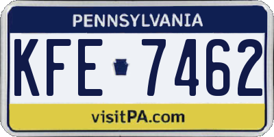 PA license plate KFE7462
