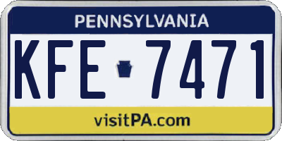 PA license plate KFE7471