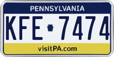 PA license plate KFE7474