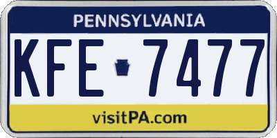 PA license plate KFE7477