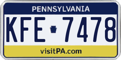 PA license plate KFE7478