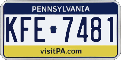PA license plate KFE7481
