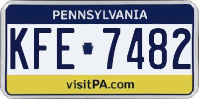 PA license plate KFE7482