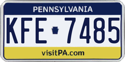 PA license plate KFE7485