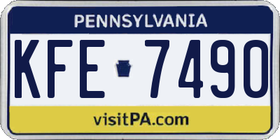 PA license plate KFE7490