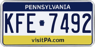 PA license plate KFE7492