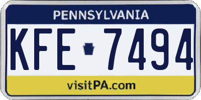 PA license plate KFE7494