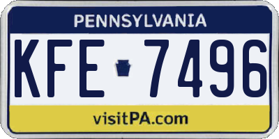 PA license plate KFE7496