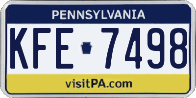 PA license plate KFE7498