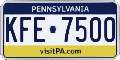 PA license plate KFE7500