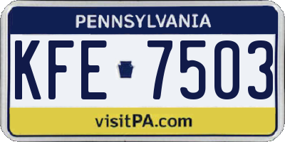 PA license plate KFE7503