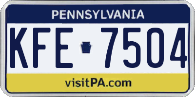 PA license plate KFE7504