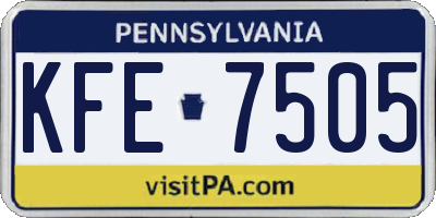 PA license plate KFE7505