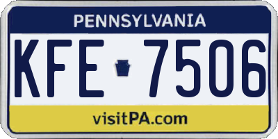 PA license plate KFE7506