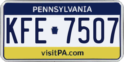 PA license plate KFE7507