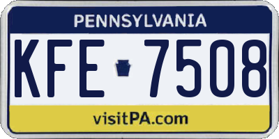 PA license plate KFE7508