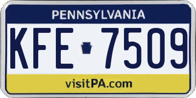 PA license plate KFE7509