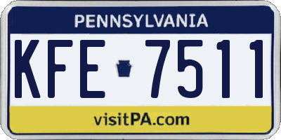 PA license plate KFE7511