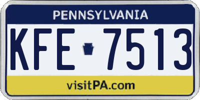 PA license plate KFE7513