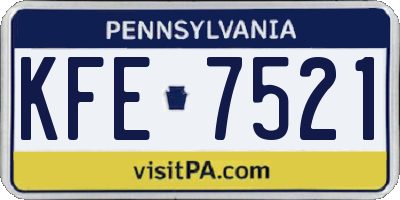 PA license plate KFE7521