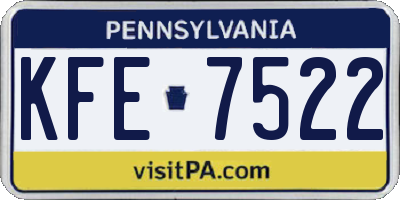 PA license plate KFE7522