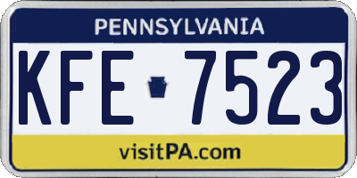 PA license plate KFE7523
