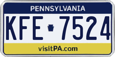 PA license plate KFE7524