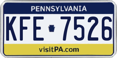 PA license plate KFE7526