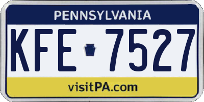 PA license plate KFE7527