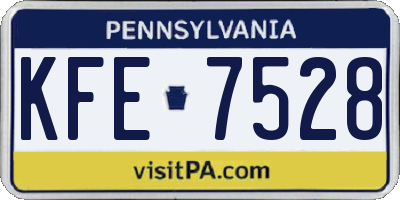 PA license plate KFE7528