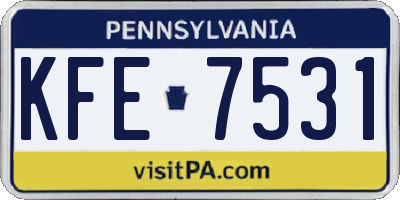 PA license plate KFE7531