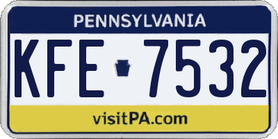 PA license plate KFE7532