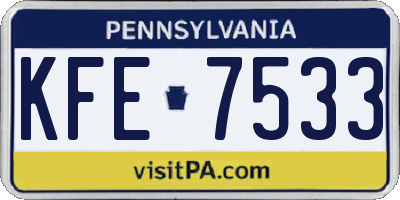 PA license plate KFE7533