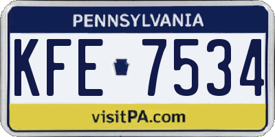 PA license plate KFE7534