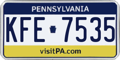 PA license plate KFE7535