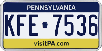 PA license plate KFE7536