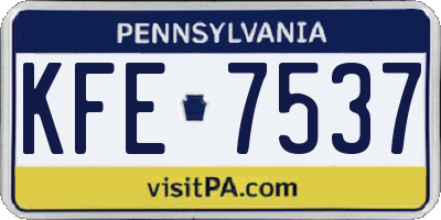 PA license plate KFE7537