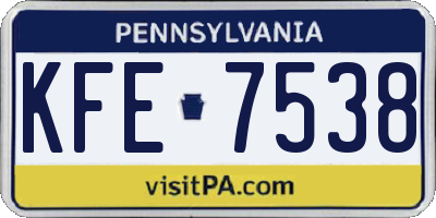 PA license plate KFE7538