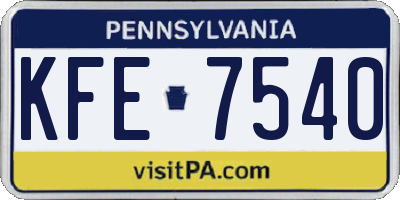 PA license plate KFE7540