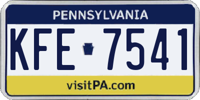 PA license plate KFE7541