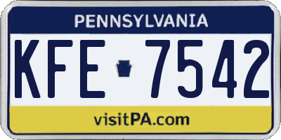 PA license plate KFE7542