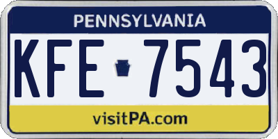 PA license plate KFE7543