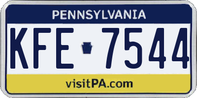 PA license plate KFE7544