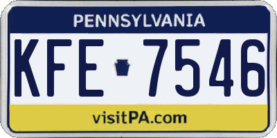 PA license plate KFE7546